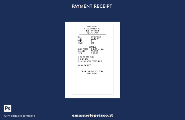 modello di controllo di pagamento del deposito di carburante in stile verificato